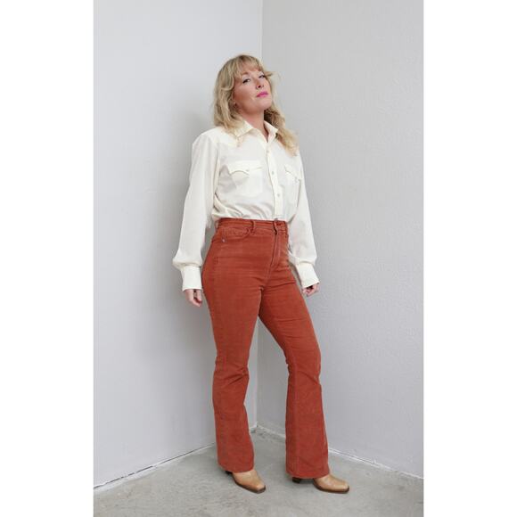 1970's Vintage Western Cream Pearl Snap Shirt ~ Women's MD LG ~ Men's SM MD 70's - Picture 8 of 8